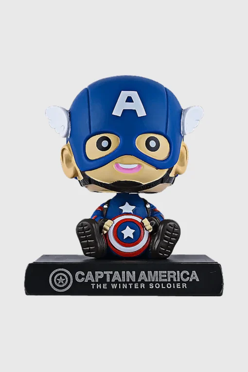 Captain America Bobblehead with Mobile Holder – Marvel Superhero Collectible for Car & Desk