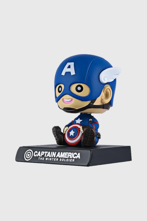 Captain America Bobblehead with Mobile Holder – Marvel Superhero Collectible for Car & Desk - Image 2