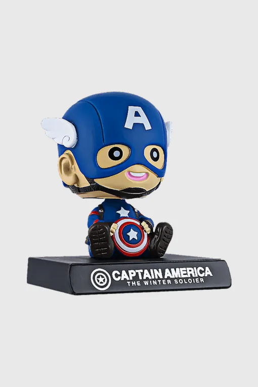 Captain America Bobblehead with Mobile Holder – Marvel Superhero Collectible for Car & Desk - Image 3