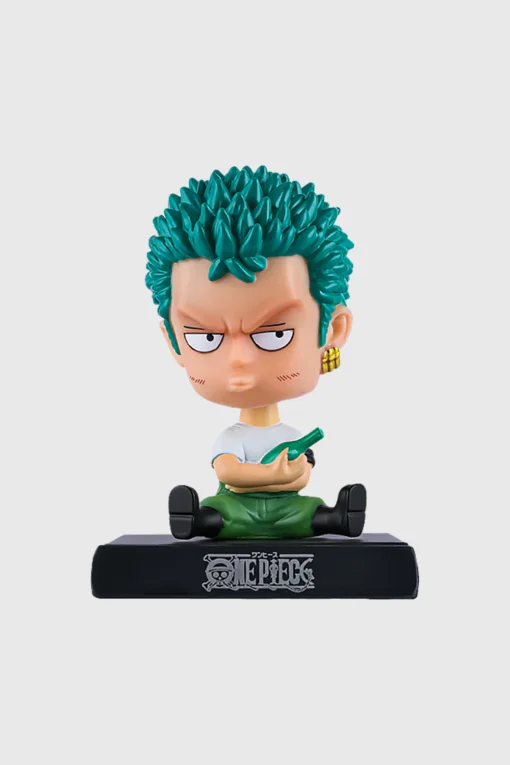 Roronoa Zoro Bobblehead – One Piece Collectible with Mobile Holder for Car & Desk